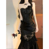 Vintage Mermaid Sweetheart Black Lace Summer 18th Birthday Dress Lolita Dress Birthday Outfits HZ1121