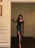 Sexy Sheath Long Sleeves Green 21st Birthday Dress Party Gown Birthday Outfits Birthday Dress Ideas For Women HZ1121