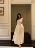 Sexy A Line White Spaghetti Straps Satin 21st Birthday Dress Party Gown Birthday Outfits Birthday Dress Ideas For Women HZ1121