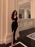 Sexy Sheath Black Satin 21st Birthday Dress Party Gown Birthday Outfits Birthday Dress Ideas For Women HZ1121