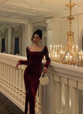 Sexy Sheath Long Sleeves Burgundy 21st Birthday Dress Party Gown Birthday Outfits Birthday Dress Ideas For Women HZ1121