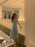 Sexy A line Floral Blue 21st Birthday Dress Party Gown Birthday Outfits Birthday Dress Ideas For Women HZ1121