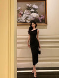 Sexy Sheath One Shoulder Black Sleeveless Prom Dresses Party Dress Summer Birthday Outfits 18th Birthday Dresses HZ1121