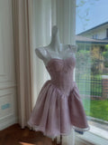 Fancy Short Hoco Dresses A line Straps Lilac Mini Blue Formal 8th Grade Homecoming Dresses Summer Middle School Homecoming Outfits HZ1121