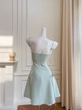 Fancy Short Hoco Dresses A line Spaghetti Straps Mint Green Formal 8th Grade Homecoming Dresses Summer Middle School Homecoming Outfits HZ1121