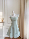 Fancy Short Hoco Dresses A line Spaghetti Straps Mint Green Formal 8th Grade Homecoming Dresses Summer Middle School Homecoming Outfits HZ1121