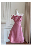 Cute A line Spaghetti Straps Floral Satin Short Pink Homecoming Dress Summer Middle School Formal 8th Grade Hoco Dresses Summer Homecoming Outfits HZ1121