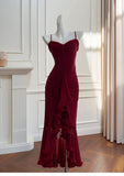 Elegant High Low Spaghetti Straps Sleeveless Long Evening Party Gowns Evening Formal Dresses Prom Dress HZ1121