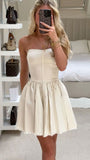 Cute A line Strapless Short Summer 18th Birthday Dress Hoco Dress Birthday Outfit 23rd Birthday Mini Party Dresses HZ1121