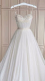 Classic Bridal Gown A Line Spaghetti Straps Tulle White Wedding Dresses Minimalist Bridal Gowns HZ1121