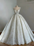 Classic Bridal Gown Ball Gown Spaghetti Straps Sequin White Wedding Dresses Minimalist Bridal Gowns HZ1121