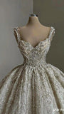 Classic Bridal Gown Ball Gown Spaghetti Straps Sequin White Wedding Dresses Minimalist Bridal Gowns HZ1121