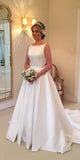 Classic Bridal Gown Ball Gown Scoop White Wedding Dresses Minimalist Bridal Gowns HZ1121