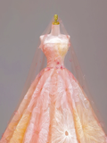 Elegant Glamour Ball Gown Strapless Tulle Pink Floral 21st Birthday Dresses Evening Gown Birthday Outfits Evening Dress For Women HZ1121