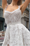 Classic Bridal Gown A line Square Lace White Summer Long Wedding Dresses Minimalist Bridal Gowns HZ1121