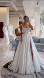 Classic Bridal Gown A line Square Lace White Summer Long Wedding Dresses Minimalist Bridal Gowns HZ1121