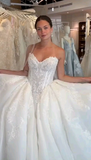 Classic Brides Dress Ball Gown Sweetheart Lace White Wedding Dresses Minimalist Bridal Gowns HZ1121