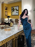 Elegant Glamour Mermaid Spaghetti Straps Blue Long Prom Dress Party Dress Evening Dresses HZ1121