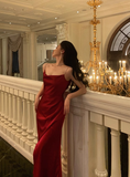 Modest Sheath Spaghetti Straps Satin 21st Birthday Dress Party Gown Birthday Outfits Birthday Dress Ideas For Women HZ1121