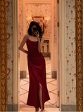 Modest Sheath Spaghetti Straps Satin 21st Birthday Dress Party Gown Birthday Outfits Birthday Dress Ideas For Women HZ1121