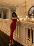 Elegant Sheath Spaghetti Straps Red 23rd Birthday Dress Party Gown Birthday Outfits Birthday Dress Ideas For Women HZ1121