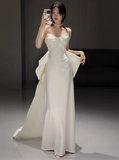 Classic Bridal Gown Mermaid Sweetheart Satin White Wedding Dresses Minimalist Bridal Gowns HZ1121