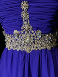 Elegant Glamour A Line Royal Blue Chiffon Long Prom Dress Party Dress Evening Dresses HZ1121