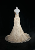Vintage A Line Halter Chiffon Champagne Long Prom Dress Party Dress Evening Dresses HZ1121