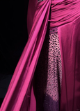 Vintage A Line Sweetheart Pink Slit Satin Long Prom Dress Party Dress Evening Dresses HZ1121