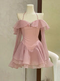 Cute A line Short Pink Chiffon Summer Birthday Dress Hoco Dress Mini Birthday Outfit 23rd Birthday Party Dresses HZ1121