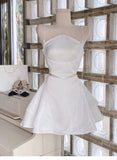 Cute A line Halter White Summer Homecoming Dress Hoco Dress Mini 16th Birthday Outfit Cocktail Dresses HZ1121