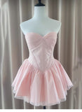 Simple A line Sweetheart Pink Lace Short Homecoming Dress Summer Hoco Dresses Cocktail Dress HZ1121