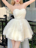 Cute Ball Gown Sweetheart Short Beige Homecoming Dress Summer Hoco Dresses Cocktail Dress For Senior Teens HZ1121