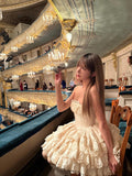 Cute Ball Gown Strapless Champagne Short Homecoming Dress Summer Hoco Dresses Cocktail Dress For Senior Teens HZ1121