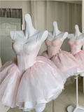 Pretty Ball Gown Short Sweetheart Pink Homecoming Dress Summer Hoco Dresses Cocktail Dress For Senior Teens HZ1121