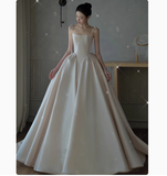 Pretty Wedding Dress Ball Gown Spaghetti Straps Satin Wedding Dresses Bridal Gowns HZ1121