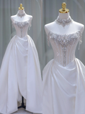 Pretty Bridal Gown Ball Gown Strapless White Long Wedding Dresses Minimalist Bridal Gowns HZ1121