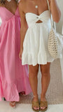 Cute A line Sweetheart Chiffon White Summer Homecoming Dress Hoco Dress Mini 18th Birthday Outfit Cocktail Dresses HZ1121