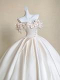 Modest Wedding Dress Ball Gown Off The Shoulder Light Pink Satin Long Wedding Dresses Brides Dress Bridal Gowns HZ1121