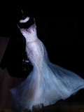 Gorgeous Mermaid Spaghetti Straps Sequin Long Prom Dress Party Dress Graduation Dresses With Bow-knot HZ1121