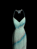 Vintage Mermaid Spaghetti Straps Backless Beads Long Evening Party Gowns Evening Formal Dresses Prom Dress HZ1121