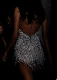 Sexy Sheath Halter White Sequin Short Homecoming Dress Summer Hoco Dresses Cocktail Dress Birthday Outfits HZ1121
