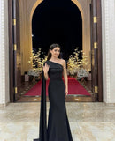 Gorgeous Mermaid One Shoulder Black Prom Dresses Formal Summer Wedding Guest Dresses Wedding Guest Outfits HZ1121