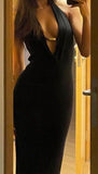 Gorgeous Sheath Halter Black Long Party Prom Dresses Formal Summer Wedding Guest Dresses Wedding Guest Outfits HZ1121
