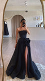 Classy Ball Gown Strapless Black Long Prom Dresses Formal Summer Wedding Guest Dresses Wedding Guest Outfit HZ1121