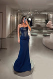 Elegant Mermaid Navy Blue Sequin Prom Dresses Formal Summer Wedding Guest Dress Wedding Guest Outfits HZ1121