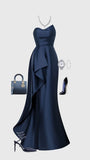 Elegant Mermaid Sweetheart Navy Blue Satin Prom Dresses Formal Summer Wedding Guest Dress Wedding Guest Outfits HZ1121