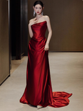Gorgeous Mermaid Strapless Burgundy Prom Dresses Formal Summer Wedding Guest Dresses Wedding Guest Outfits HZ1121