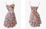 Sexy A line Spaghetti Straps Floral Chiffon Short Homecoming Dress Summer Hoco Dresses Cocktail Dress Birthday Outfits HZ1121