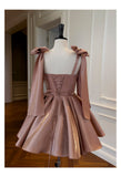 Sexy A line Spaghetti Straps Satin Brown Short Homecoming Dress Summer Hoco Dresses Cocktail Dress Birthday Outfits HZ1121